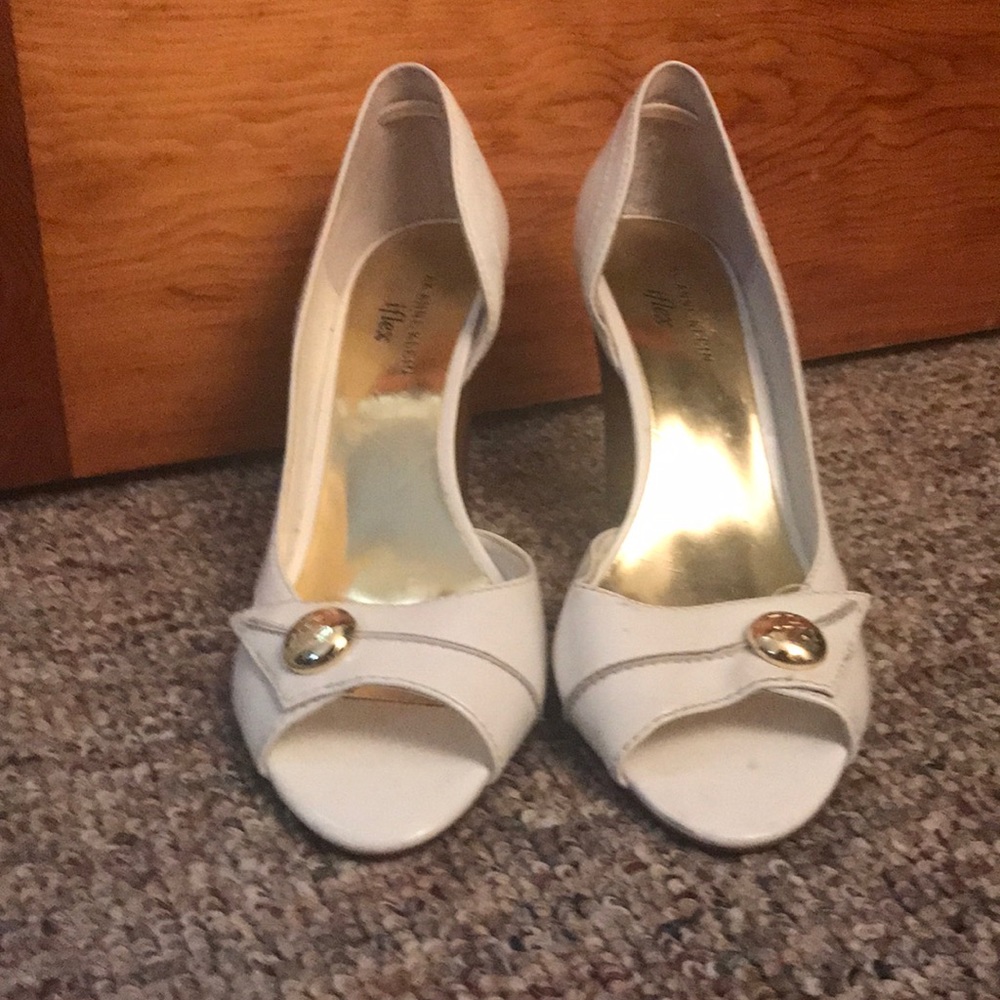 White and gold heels